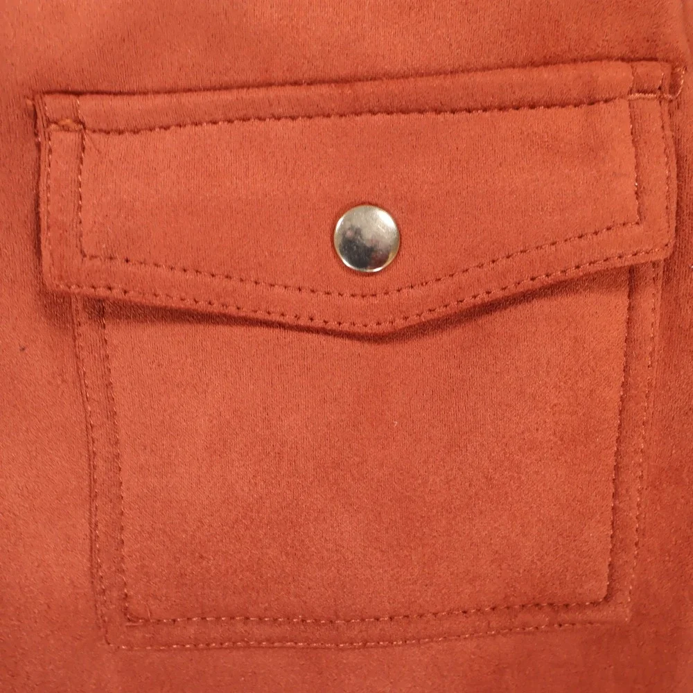 Philosophy‎ Mini Skirt Womens 6 Burnt Orange Faux Suede Pocket Utility Boho Rust